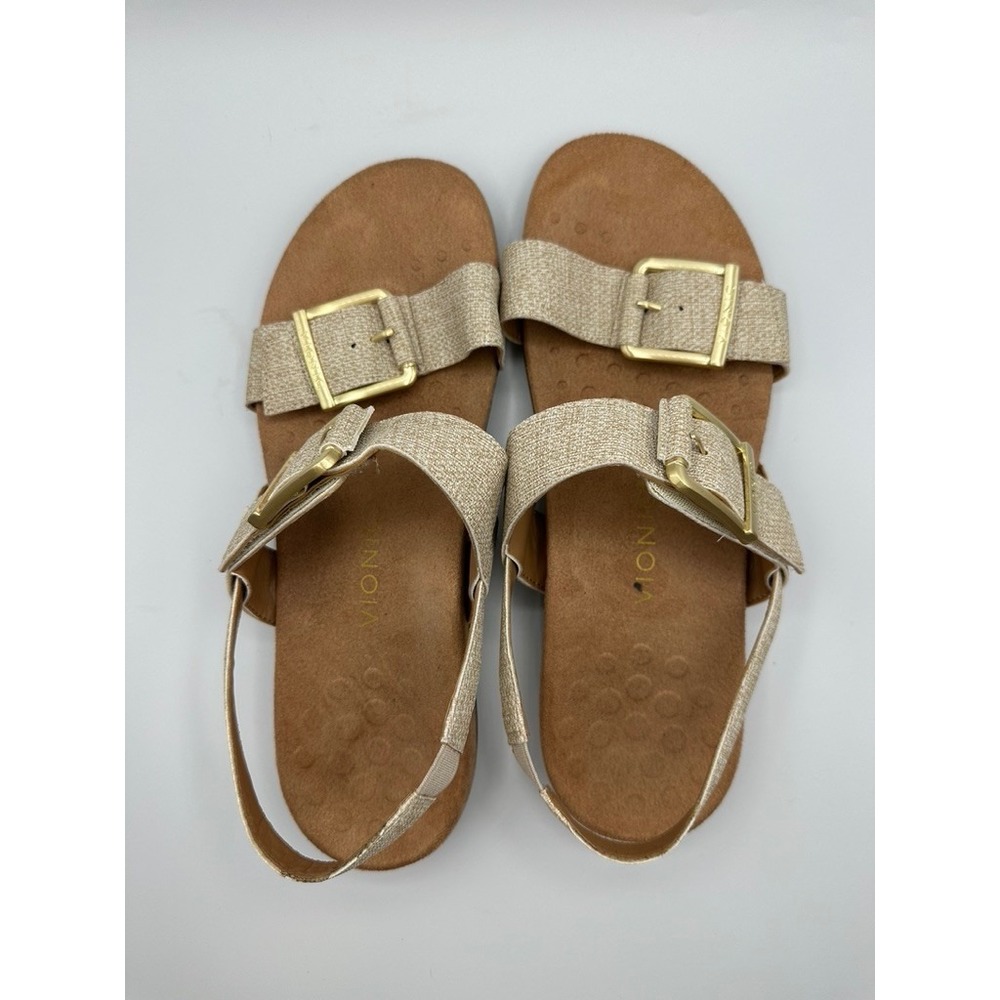 Vionic Slingback Sandals 11 Reese Womens Gold Metallic Buckle Comfort Arch - Picture 4 of 8